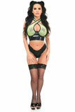 Lavish Neon Green/Black Vinyl & Fishnet Halter Top Underwire Cincher - Daisy Corsets - Flyclothing LLC