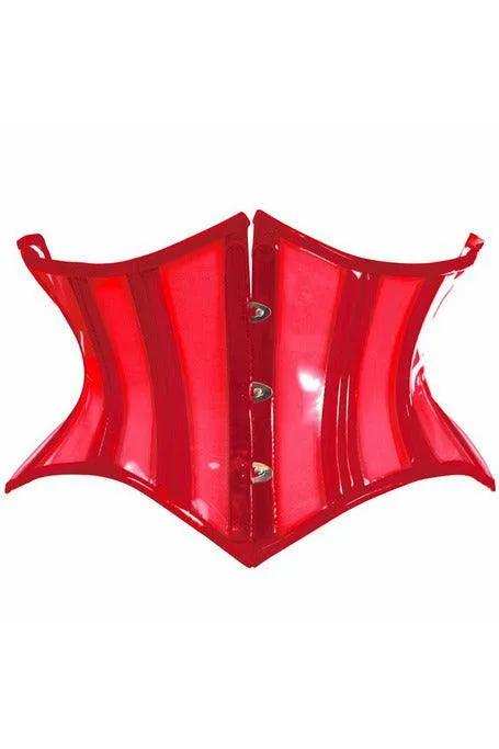 Daisy Corsets Lavish Clear Red Curvy Cut Mini Cincher Corset - Daisy Corsets - Flyclothing LLC