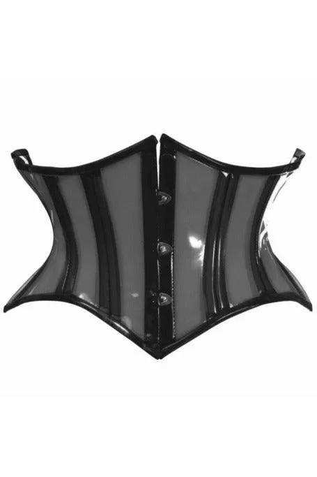 Daisy Corsets Lavish Clear Black Curvy Cut Mini Cincher Corset - Daisy Corsets - Flyclothing LLC