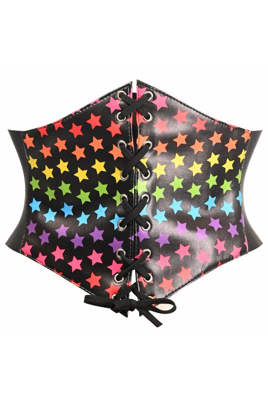Lavish Rainbow Stars Lace-Up Corset Belt Cincher - Daisy Corsets