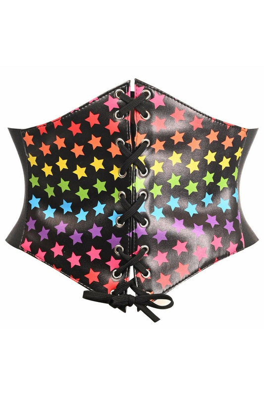 Lavish Rainbow Stars Lace-Up Corset Belt Cincher - Flyclothing LLC