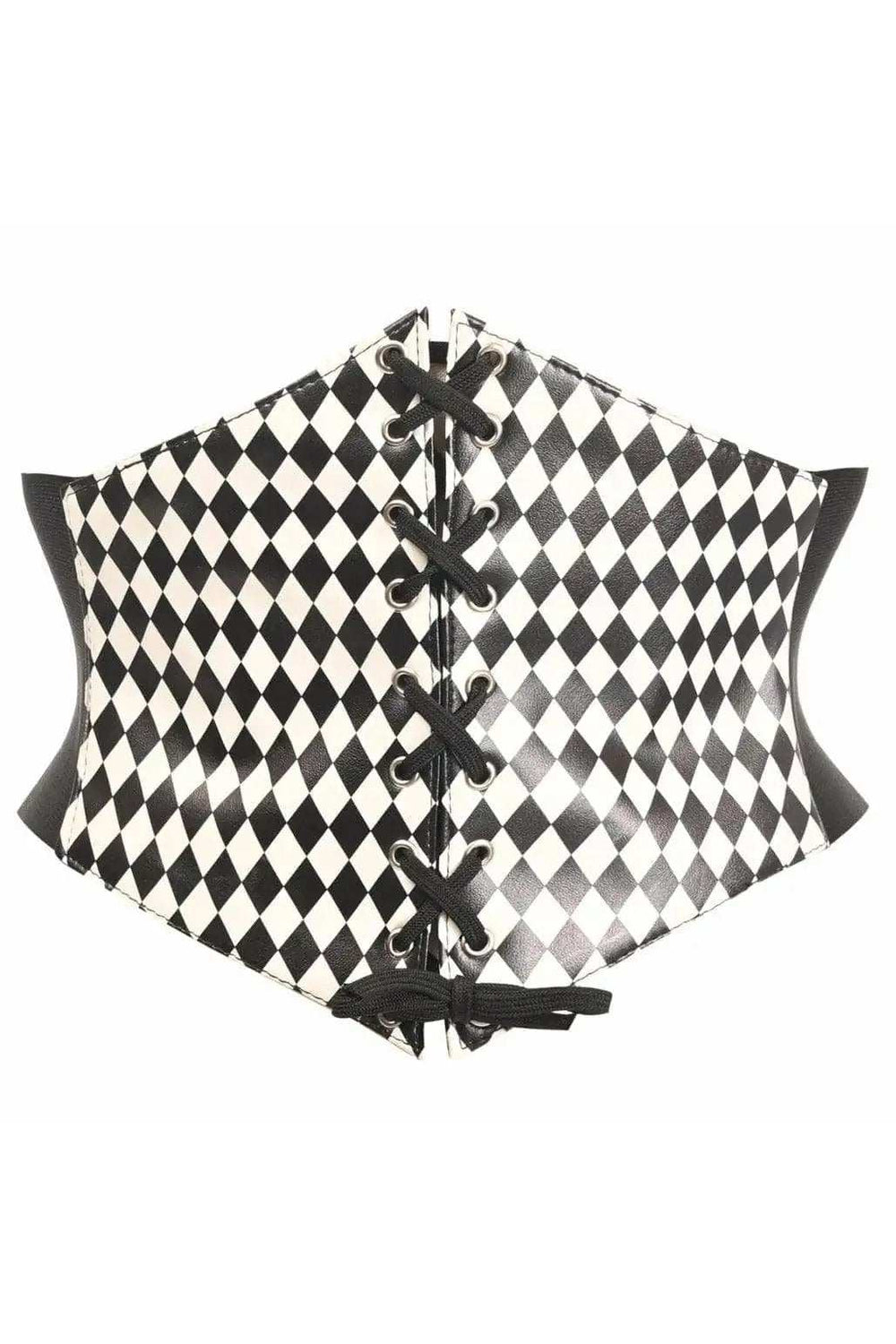 Daisy Corsets Lavish Black/White Diamond Lace-Up Corset Belt Cincher - Daisy Corsets - Flyclothing LLC