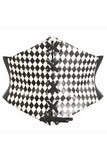 Daisy Corsets Lavish Black/White Diamond Lace-Up Corset Belt Cincher - Daisy Corsets - Flyclothing LLC