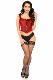 Lavish Dark Red Velvet Lace-Up Bustier Top - Daisy Corsets