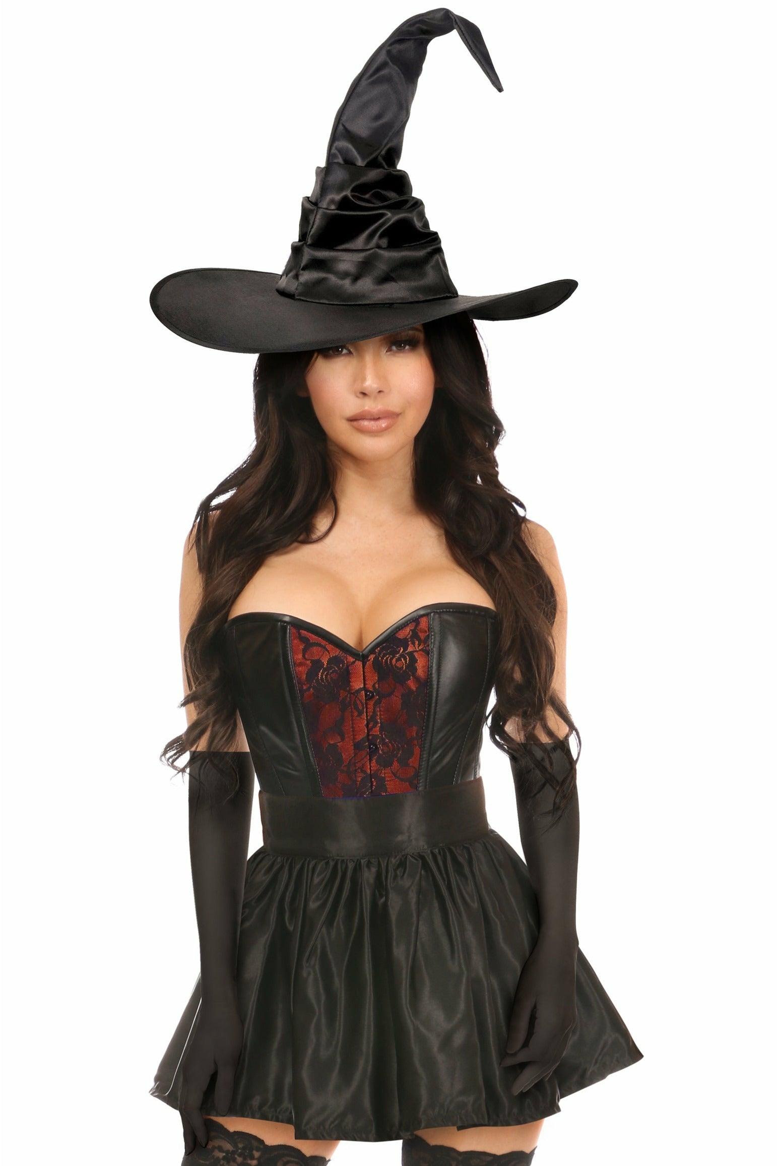 Lavish 4 PC Red Lace Witch Corset Costume - Flyclothing LLC