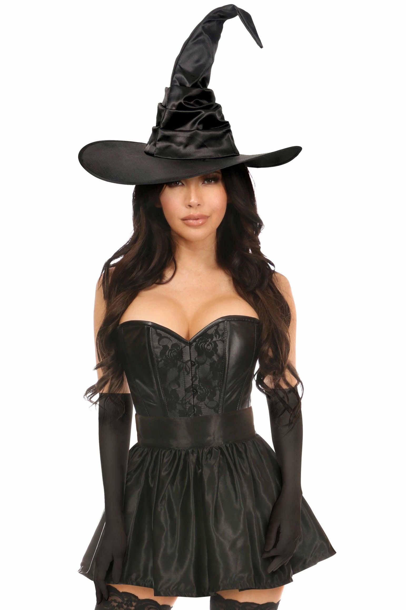 Lavish 4 PC Black Lace Witch Corset Costume - Flyclothing LLC