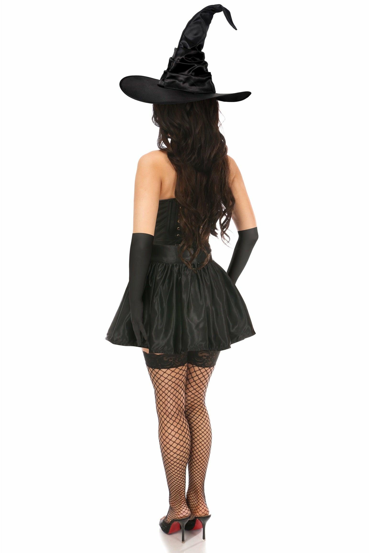 Lavish 4 PC Black Lace Witch Corset Costume - Flyclothing LLC