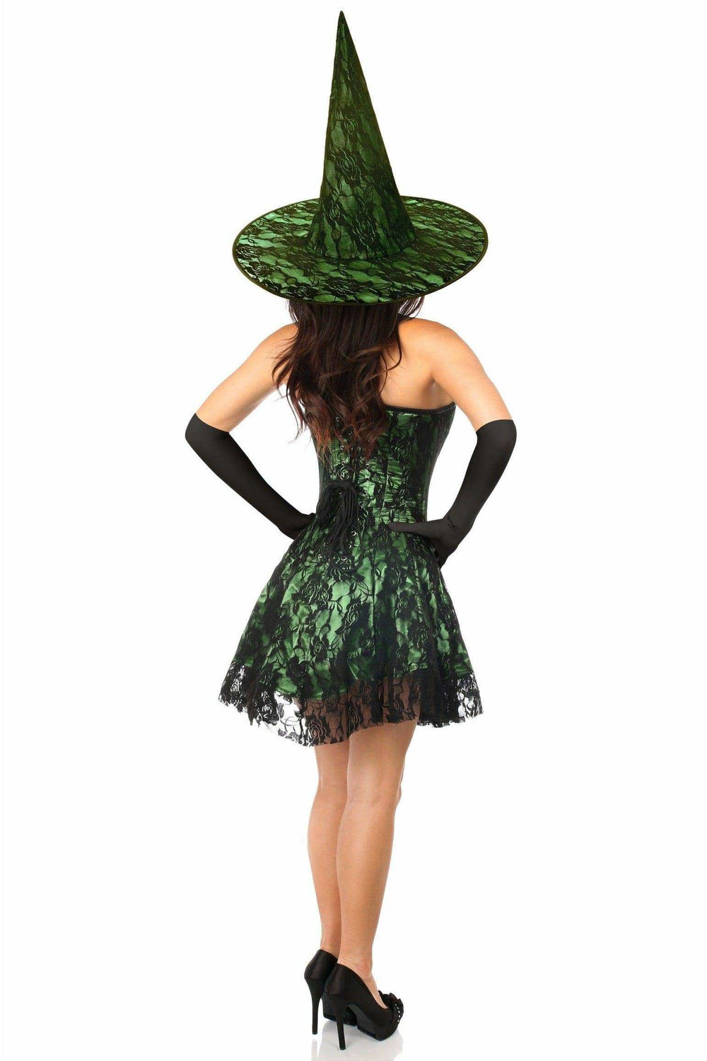 Lavish 3 PC Green Lace Corset Dress Costume - Daisy Corsets - Flyclothing LLC