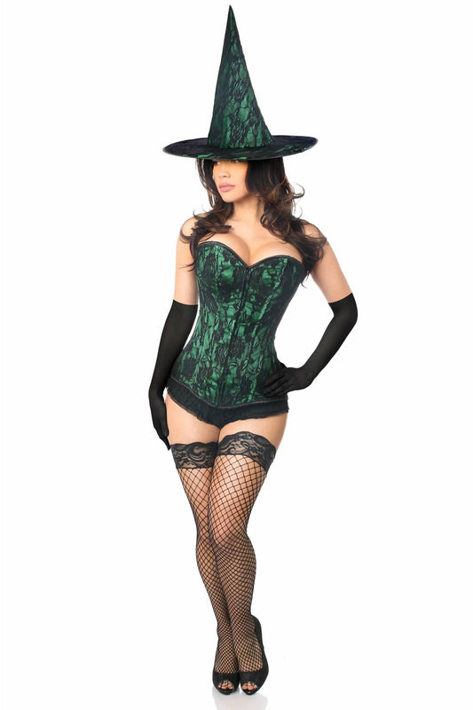 Daisy Corsets Lavish 3 PC Spellbound Green Lace Witch Corset Costume - Daisy Corsets