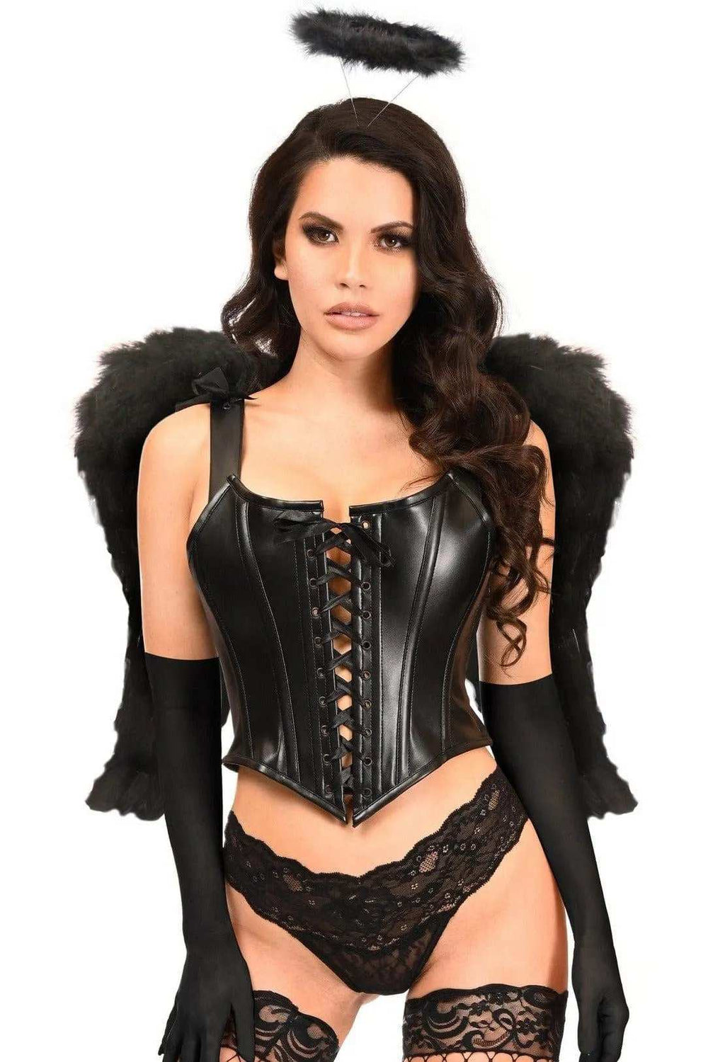 Daisy Corsets Lavish 4 PC Faux Leather Dark Angel Corset Costume - Daisy Corsets - Flyclothing LLC