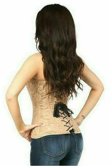 Daisy Corsets Lavish Dark Beige Lace Overbust Corset w/Zipper - Daisy Corsets