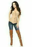 Daisy Corsets Lavish Dark Beige Lace Overbust Corset w/Zipper - Daisy Corsets - Flyclothing LLC