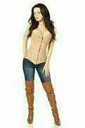 Daisy Corsets Lavish Dark Beige Lace Overbust Corset w/Zipper - Daisy Corsets - Flyclothing LLC
