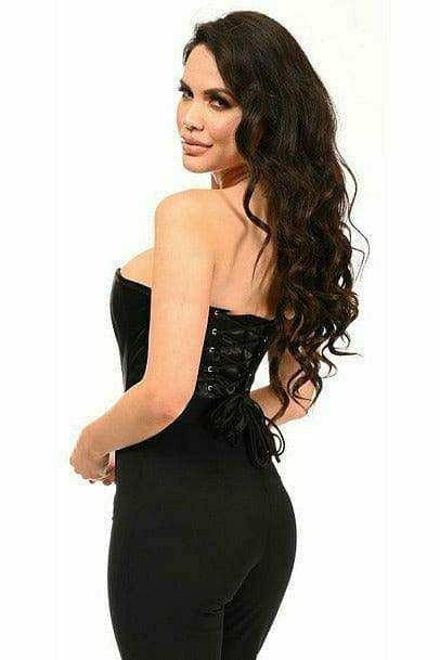 Daisy Corsets Lavish Black Satin Overbust Corset w/Busk Closure - Daisy Corsets - Flyclothing LLC