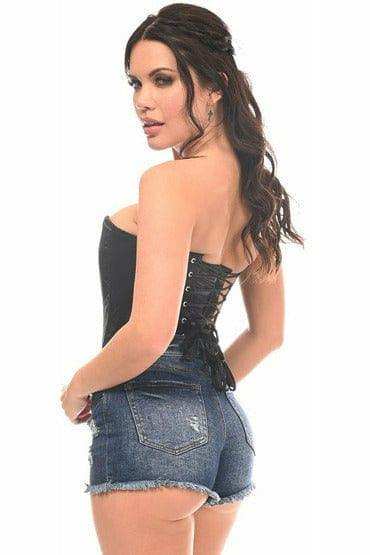 Daisy Corsets Lavish Black Satin Overbust Corset w/Busk Closure - Daisy Corsets - Flyclothing LLC