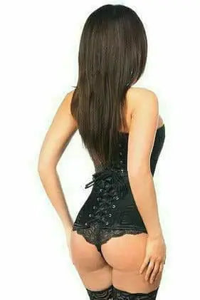 Daisy Corsets Lavish Black Satin Overbust Corset w/Busk Closure - Daisy Corsets - Flyclothing LLC