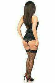 Daisy Corsets Lavish Black Satin Overbust Corset w/Busk Closure - Daisy Corsets - Flyclothing LLC