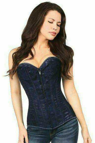 Daisy Corsets Lavish Navy Blue Lace Overbust Corset w/Zipper - Daisy Corsets - Flyclothing LLC