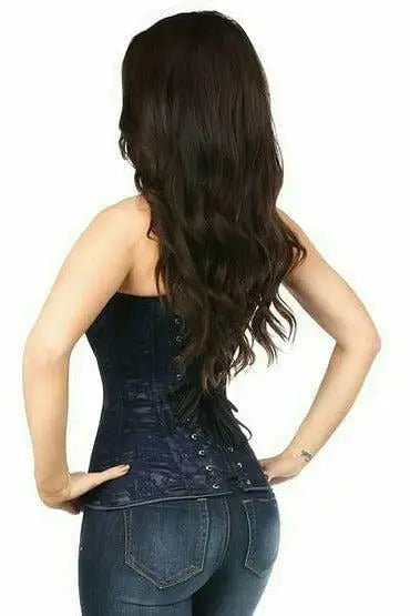 Daisy Corsets Lavish Navy Blue Lace Overbust Corset w/Zipper - Daisy Corsets - Flyclothing LLC