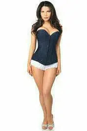 Daisy Corsets Lavish Navy Blue Lace Overbust Corset w/Zipper - Daisy Corsets - Flyclothing LLC