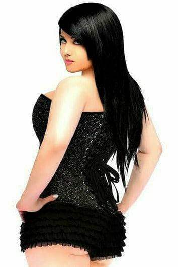 Daisy Corsets Lavish Black Glitter Side Zipper Corset - Daisy Corsets - Flyclothing LLC