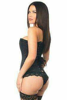 Daisy Corsets Lavish Black Glitter Side Zipper Corset - Daisy Corsets - Flyclothing LLC