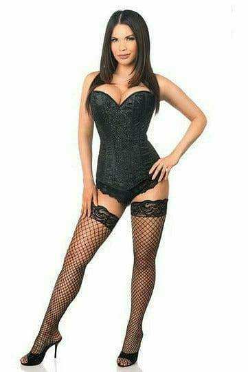 Daisy Corsets Lavish Black Glitter Side Zipper Corset - Daisy Corsets - Flyclothing LLC