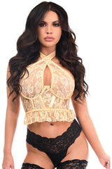 Daisy Corsets Lavish Ivory Lace Underwire Cincher w/Built In Halter Top - Daisy Corsets