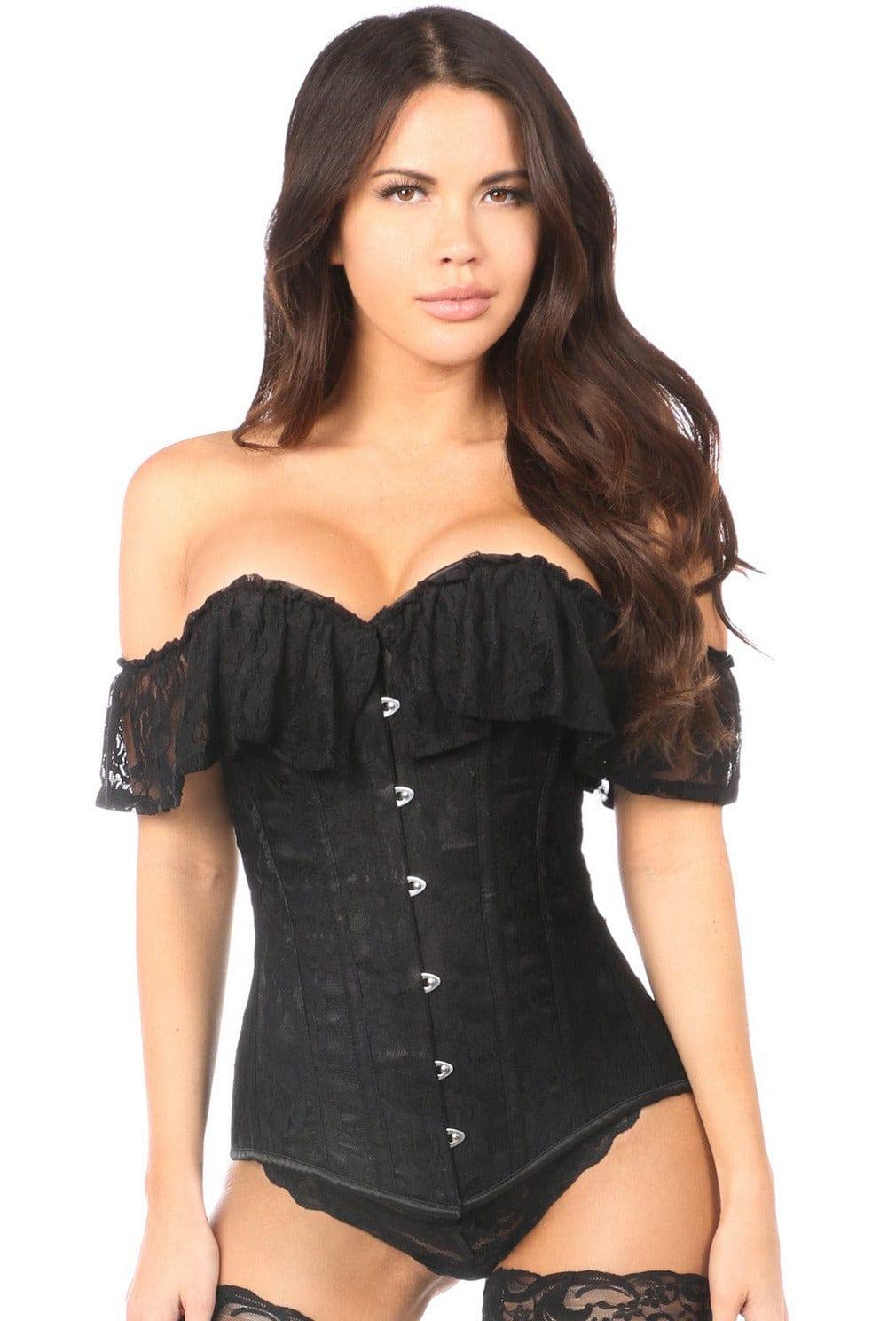 Daisy Corsets Lavish Black Lace Off-The-Shoulder Corset - Daisy Corsets