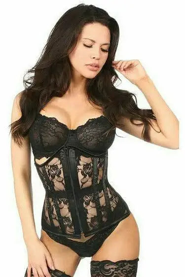 Daisy Corsets Lavish Black Sheer Lace Under Bust Corset - Daisy Corsets - Flyclothing LLC