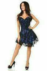 Daisy Corsets Lavish Blue Lace Corset Dress - Daisy Corsets - Flyclothing LLC