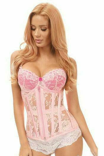 Daisy Corsets Lavish Lt Pink Sheer Lace Under Bust Corset - Daisy Corsets
