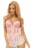 Daisy Corsets Lavish Lt Pink Sheer Lace Under Bust Corset - Daisy Corsets