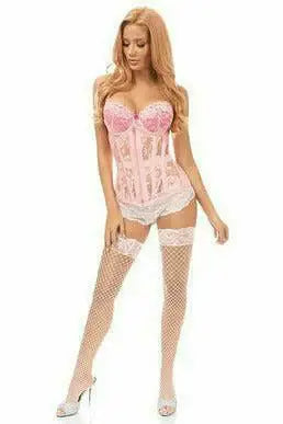 Daisy Corsets Lavish Lt Pink Sheer Lace Under Bust Corset - Daisy Corsets - Flyclothing LLC