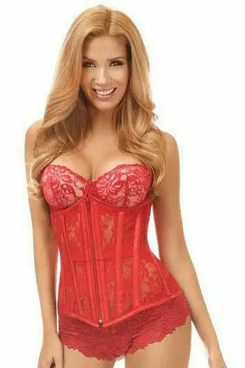 Daisy Corsets Lavish Red Sheer Lace Under Bust Corset - Daisy Corsets - Flyclothing LLC