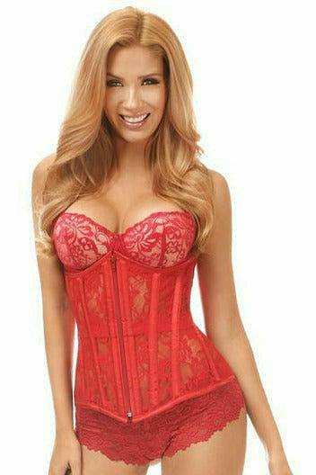 Daisy Corsets Lavish Red Sheer Lace Under Bust Corset - Daisy Corsets - Flyclothing LLC