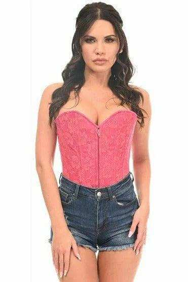 Daisy Corsets Lavish Pink Lace Overbust Corset w/Zipper - Daisy Corsets - Flyclothing LLC