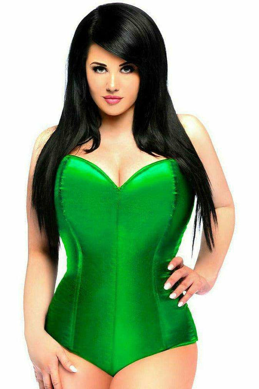 Daisy Corsets Lavish Green Satin Corset Romper - Daisy Corsets - Flyclothing LLC