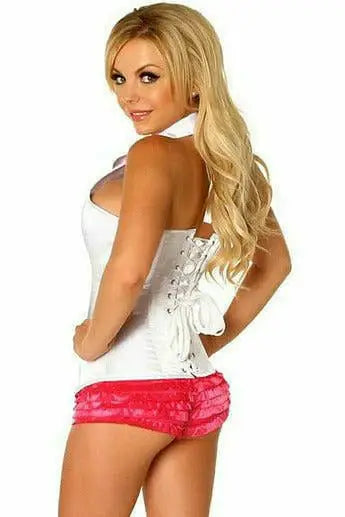 Daisy Corsets Lavish White Collared Front Zipper Corset - Daisy Corsets - Flyclothing LLC