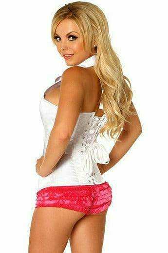 Daisy Corsets Lavish White Collared Front Zipper Corset - Daisy Corsets - Flyclothing LLC