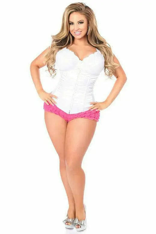 Daisy Corsets Lavish White Underbust Zipper Corset - Daisy Corsets - Flyclothing LLC