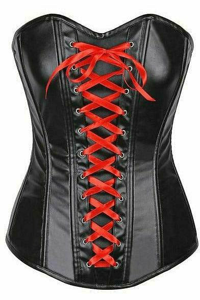 Daisy Corsets Lavish Wet Look Faux Leather Lace-Up Over Bust Corset