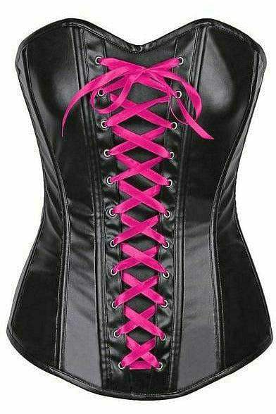 Daisy Corsets Lavish Wet Look Faux Leather Lace-Up Over Bust Corset - Daisy Corsets - Flyclothing LLC