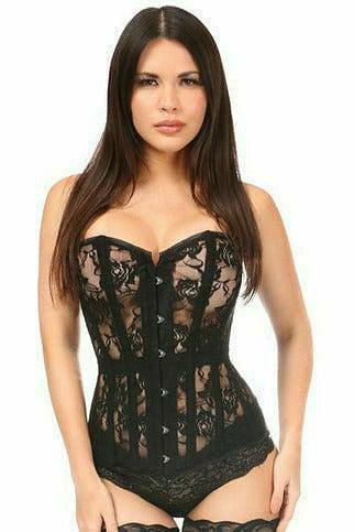 Daisy Corsets Lavish Black Sheer Lace Over Bust Corset - Daisy Corsets