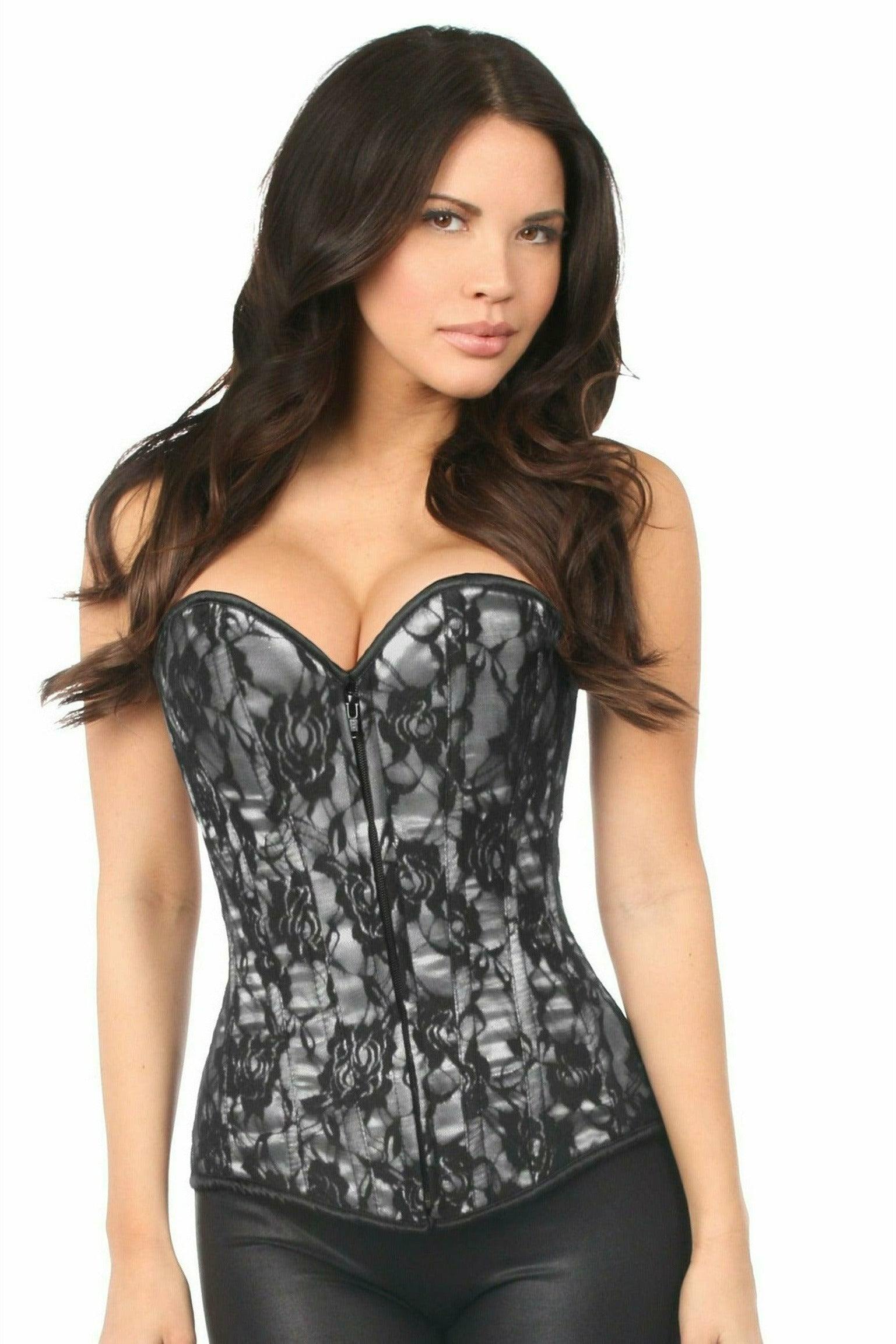 Daisy Corsets Lavish White Lace Front Zipper Corset - Daisy Corsets