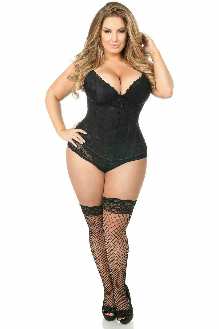 Daisy Corsets Lavish Black Underbust Corset w/Black Lace Overlay