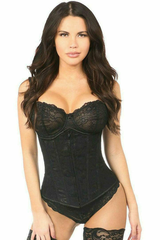 Daisy Corsets Lavish Black Underbust Corset w/Black Lace Overlay - Daisy Corsets