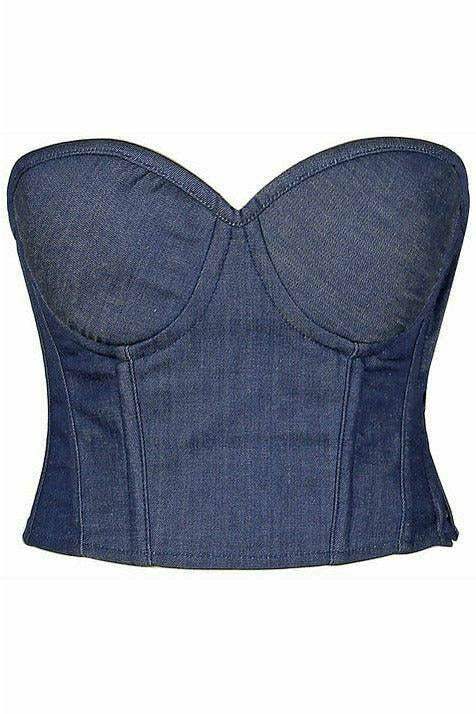 Daisy Corsets Lavish Blue Denim Underwire Bustier - Daisy Corsets - Flyclothing LLC