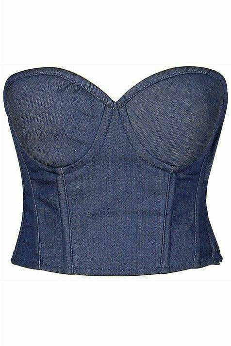 Daisy Corsets Lavish Blue Denim Underwire Bustier - Daisy Corsets - Flyclothing LLC