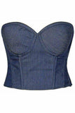 Daisy Corsets Lavish Blue Denim Underwire Bustier - Daisy Corsets - Flyclothing LLC